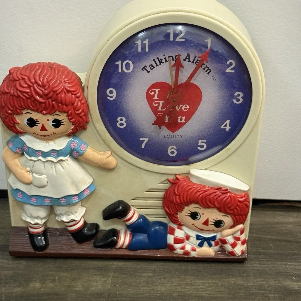 Vintage Raggedy Ann Andy Wind-Up Alarm Clock.‎ Untested As Is